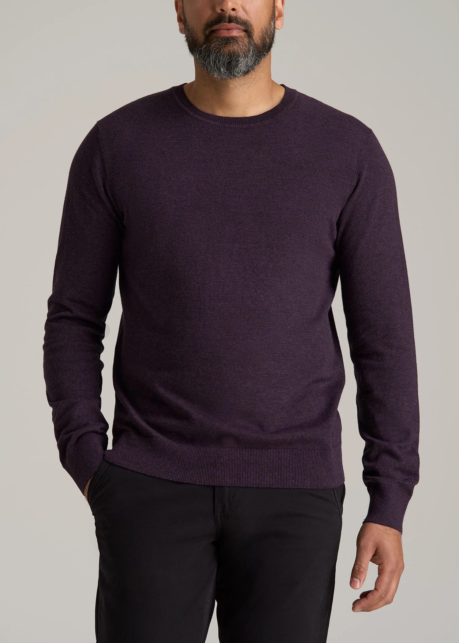 Everyday Crewneck Tall Men's Sweater in Midnight Plum Relaxed Wear