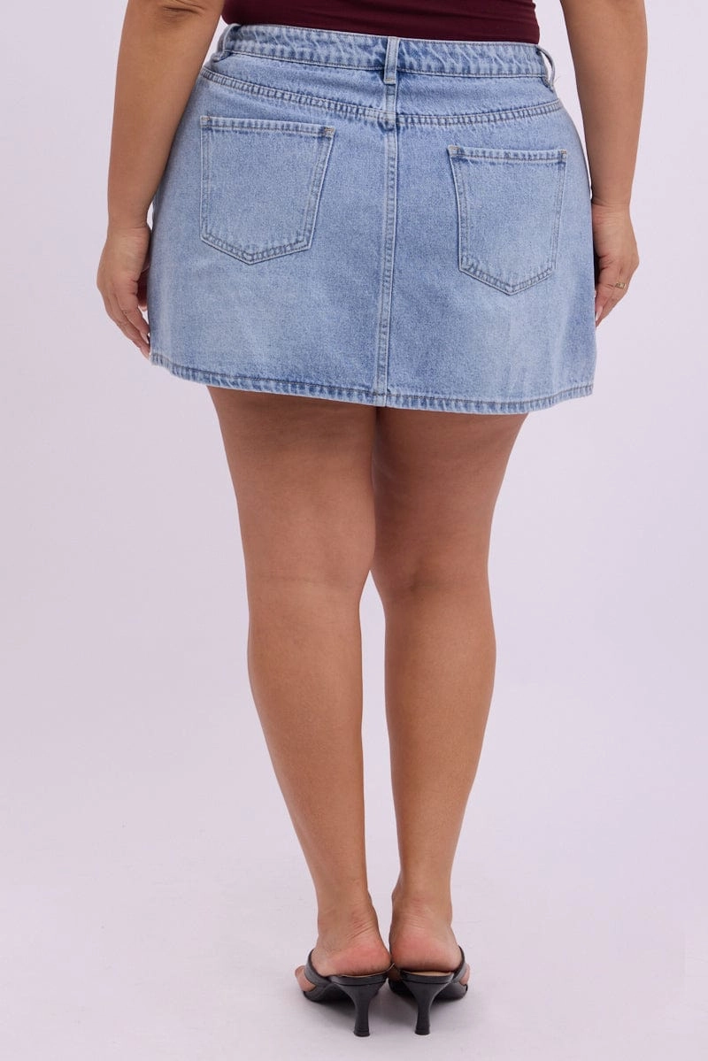 Denim Superfade 5 Pocket Mini Skirt Mid Rise