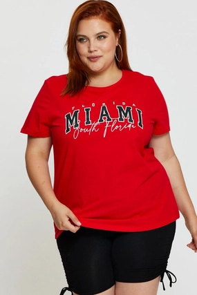 Casual Comfort Red Graphic T-shirt Short Sleeve Cotton