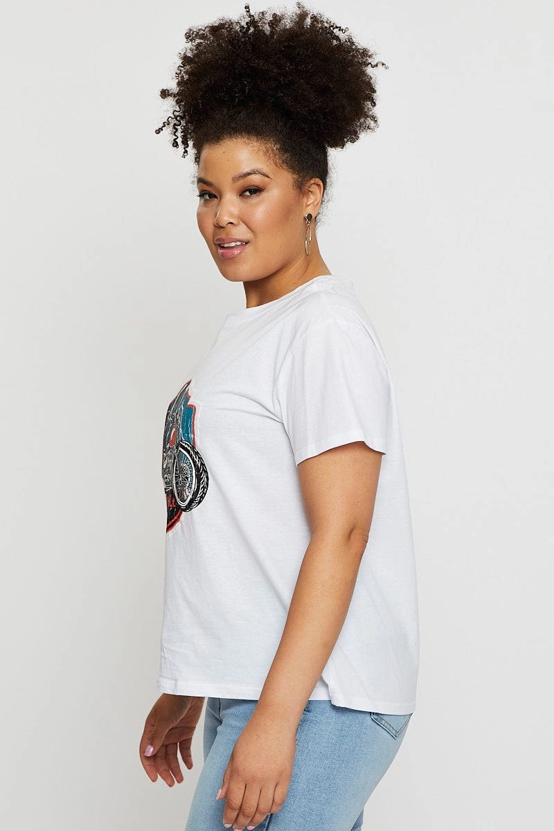 MultipurposeCuffs Outdoor Essentials White Graphic T-shirt Motorcycle Short Sleeve Cotton