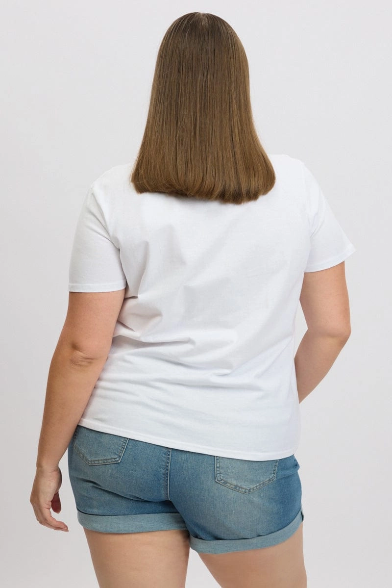 Perfect Layer Wear Seasonal Outfit White Graphic T Shirt Short Sleeve Crew Neck