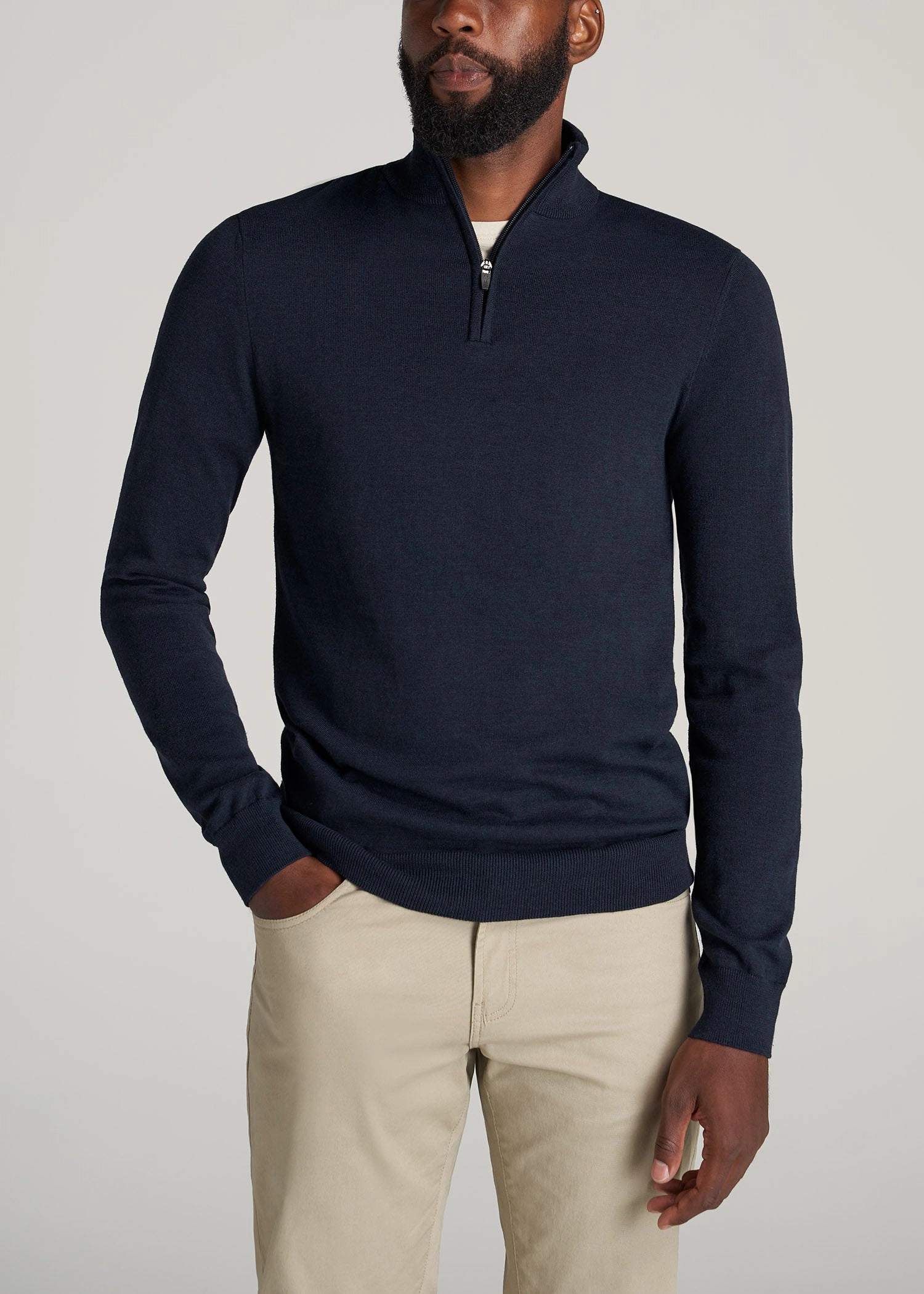 good for gym sessions Everyday Quarter-Zip Tall Men's Sweater in Patriot Blue
