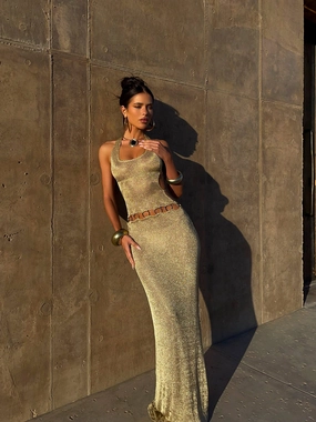 petite size CARMEN MAXI DRESS GOLD