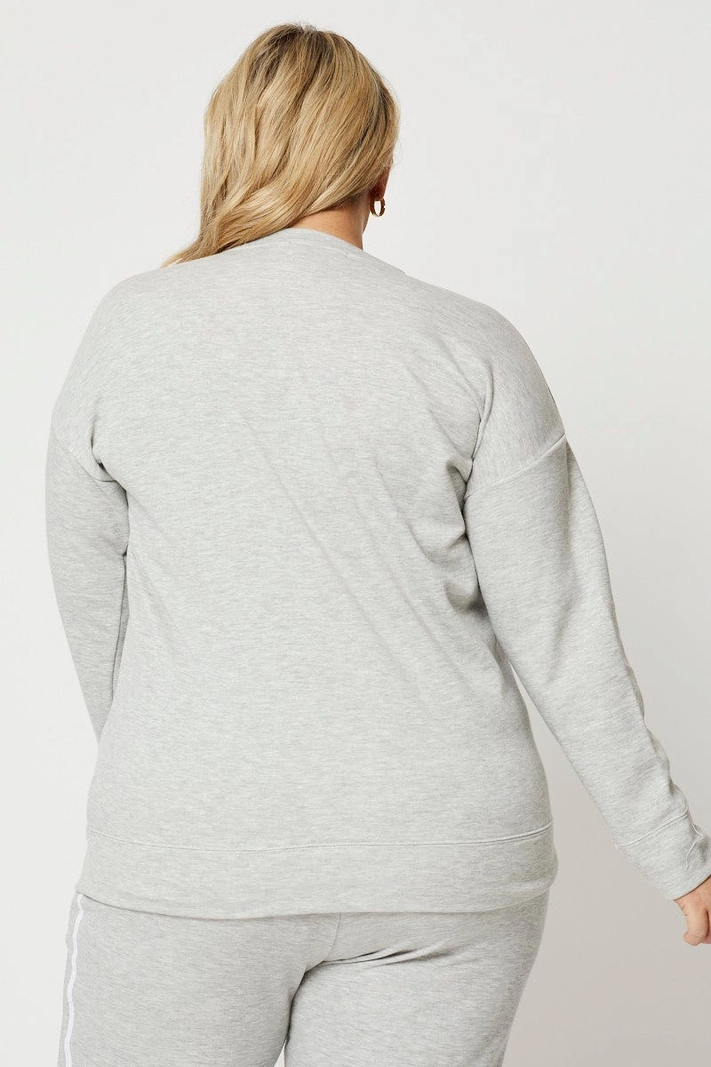 Everyday Comfort product holiday wear celebration Grey Fleece Sweatshirt Boston Long Sleeve Longline