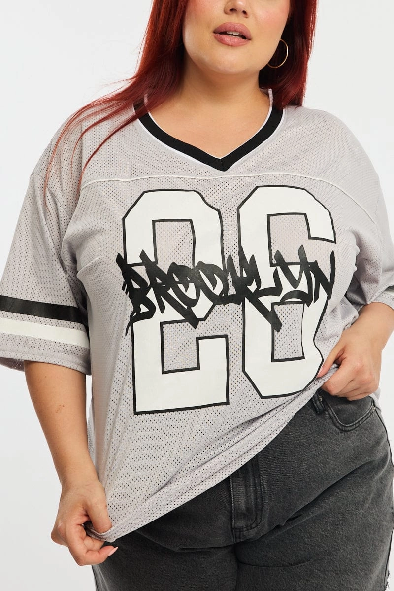 Grey Sport Tee Short Sleeve QuickDry Material Casual Flex Design