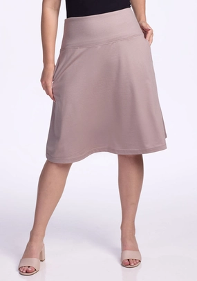 Soft Tones Global Inspiration Marilyn Flowy Midi Skirt ? Final Sale Deals! - Mocha Meringue