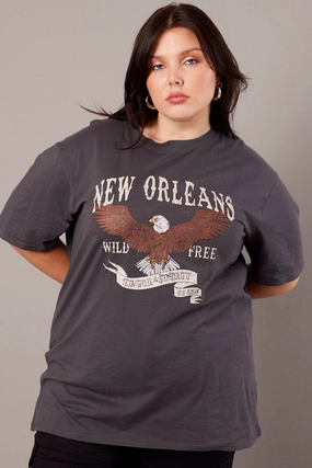 All-Purpose Comfort Grey Graphic T-shirt Short Sleeve Crew Neck