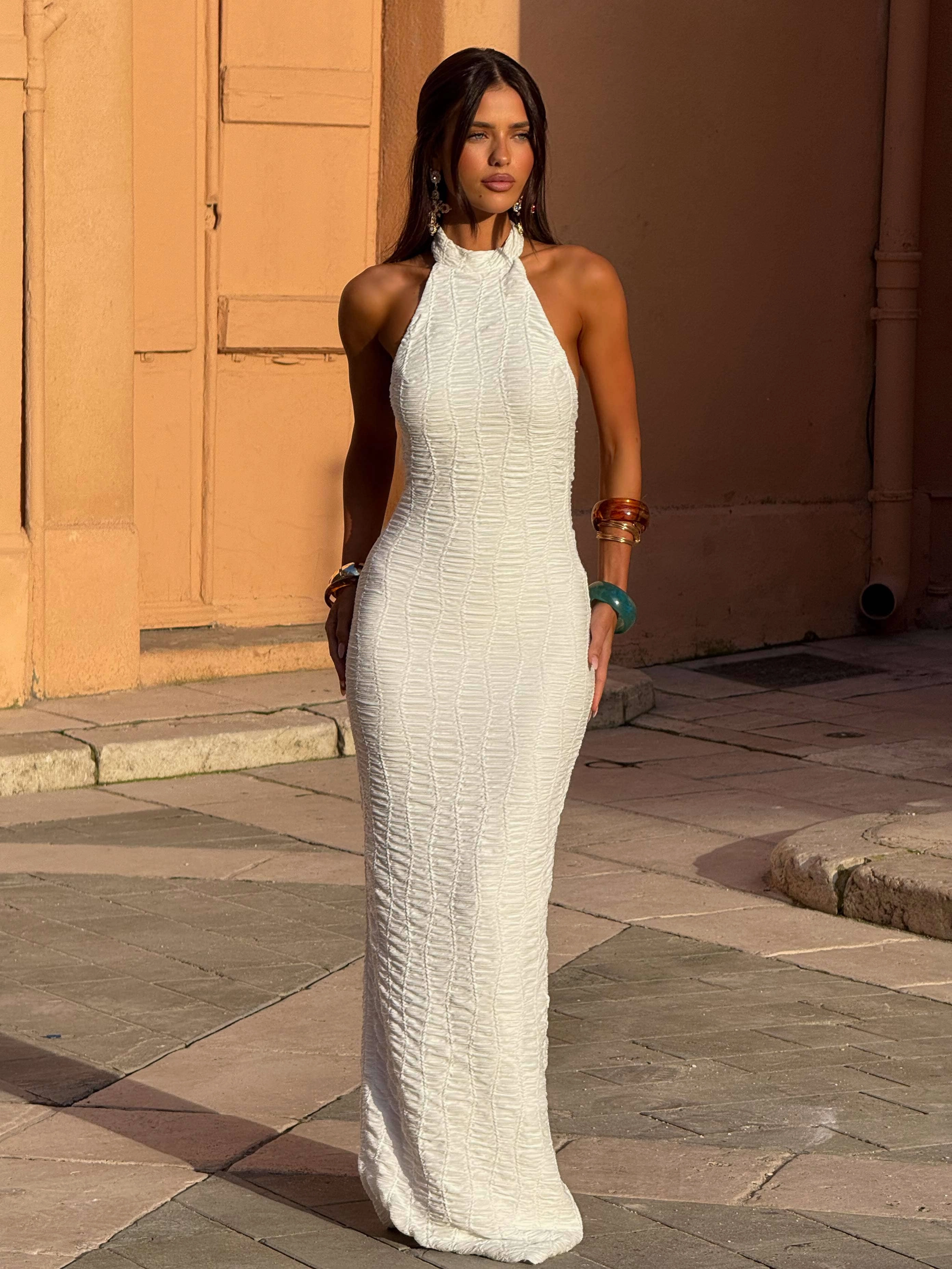 NICOLINA MAXI DRESS WHITE Vibrant Colors