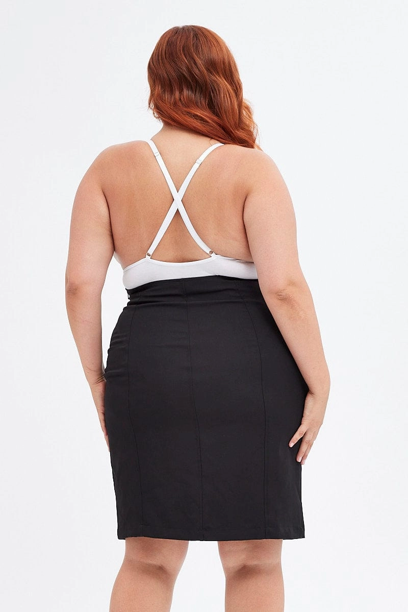 Timeless Touch Matching Belt Black Corset Skirt High Waist Mini Stretch