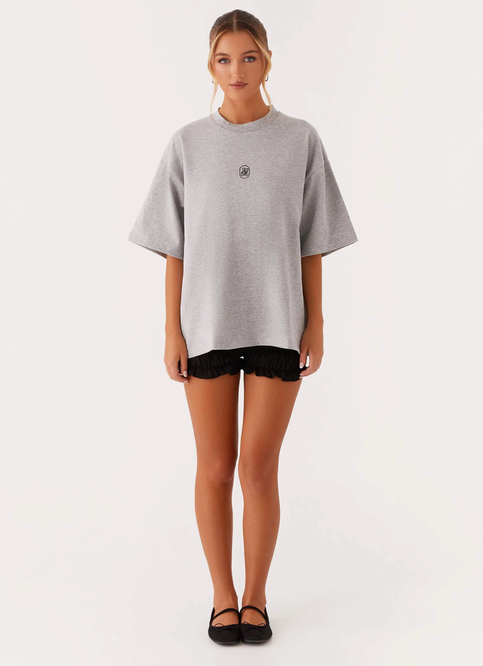 Timeless casual wear Microfiber Blend Signature Oversized Tee - Grey