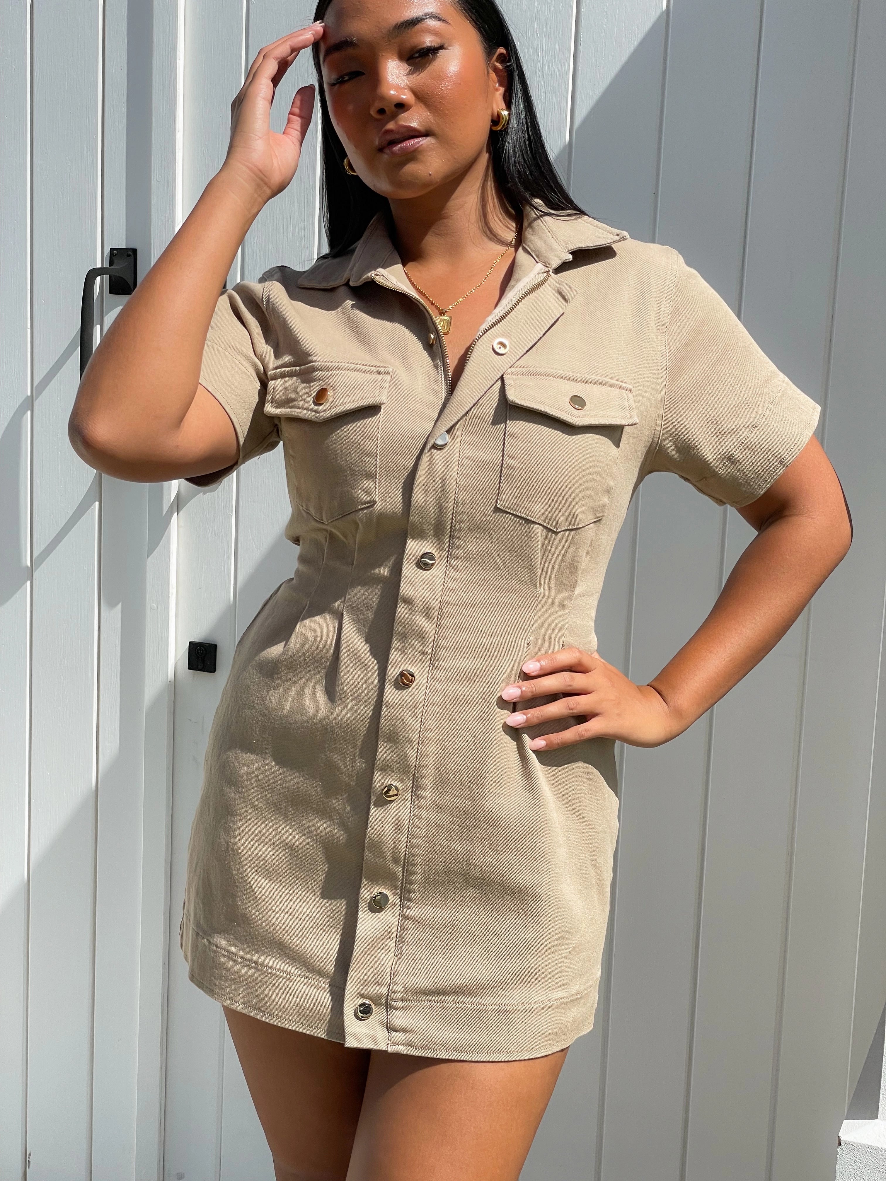 SAVEIRA DENIM DRESS STONE Smart and Elegant