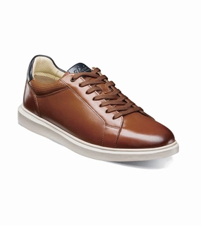light feel Seamless Upper Florsheim Men's Social Lace To Toe Sneaker - Cognac