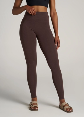 Women's Tall Cotton Leggings in Chocolate Double Layer