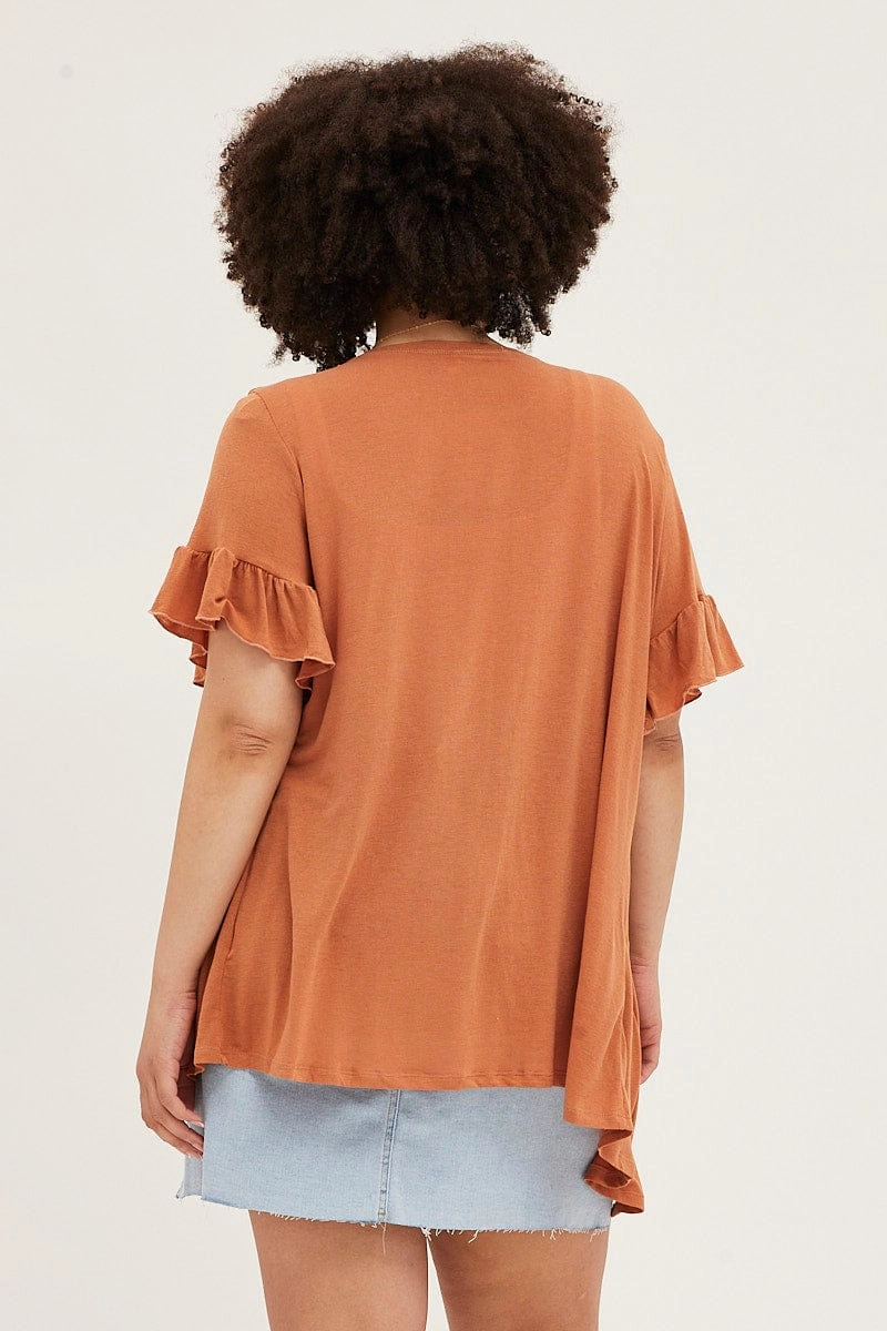 Travel Fit Outdoor Trip Beige Ruffle Sleeve Longline Cardigan