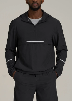 Featherweight Packable Anorak for Tall Men in Black Casual Classic