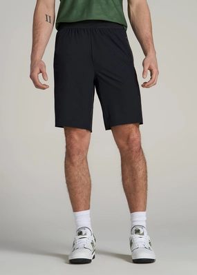 Featherweight Perforated Training Shorts for Tall Men in Black kids