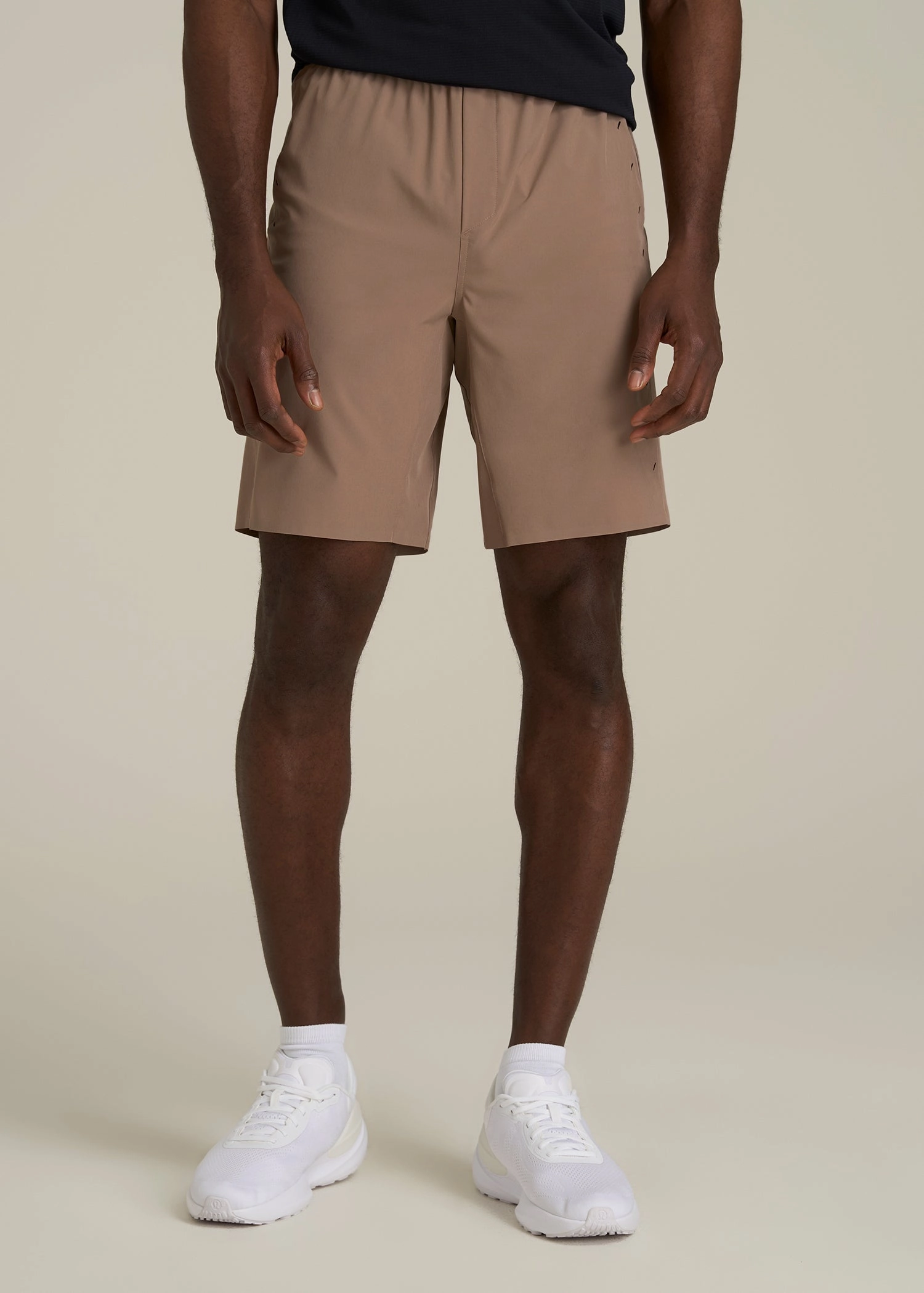 garden party wear Featherweight Perforated Training Shorts for Tall Men in Dark Sand