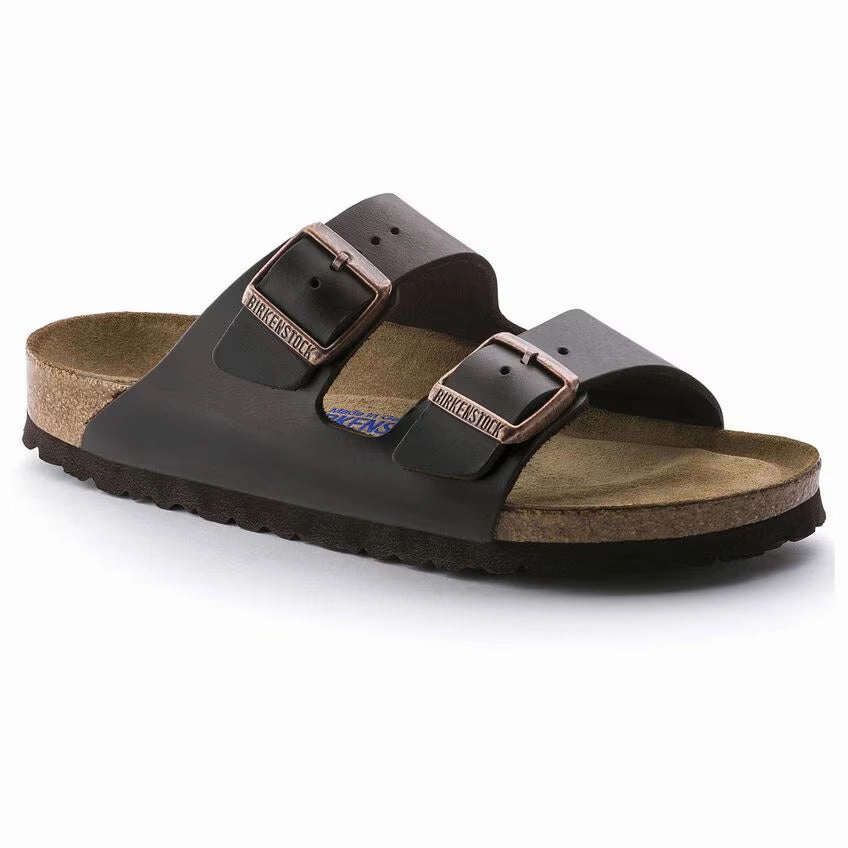 Birkenstock Unisex Leather Arizona Soft Footbed - Testa Di Moro Seasonal Footwear Nude Calm