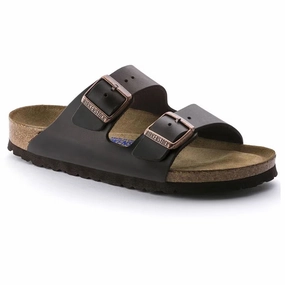 Birkenstock Unisex Leather Arizona Soft Footbed - Testa Di Moro Comfortable Travel Adjustable Design