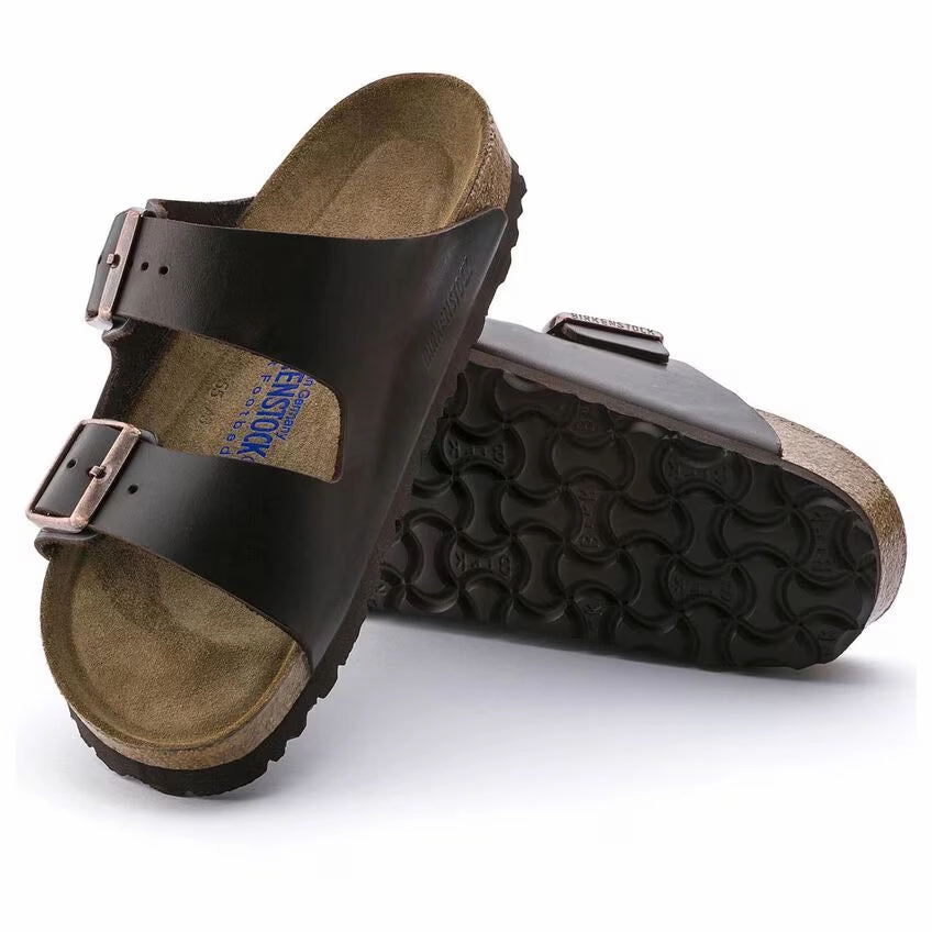 Ventilated Birkenstock Unisex Leather Arizona Soft Footbed - Testa Di Moro