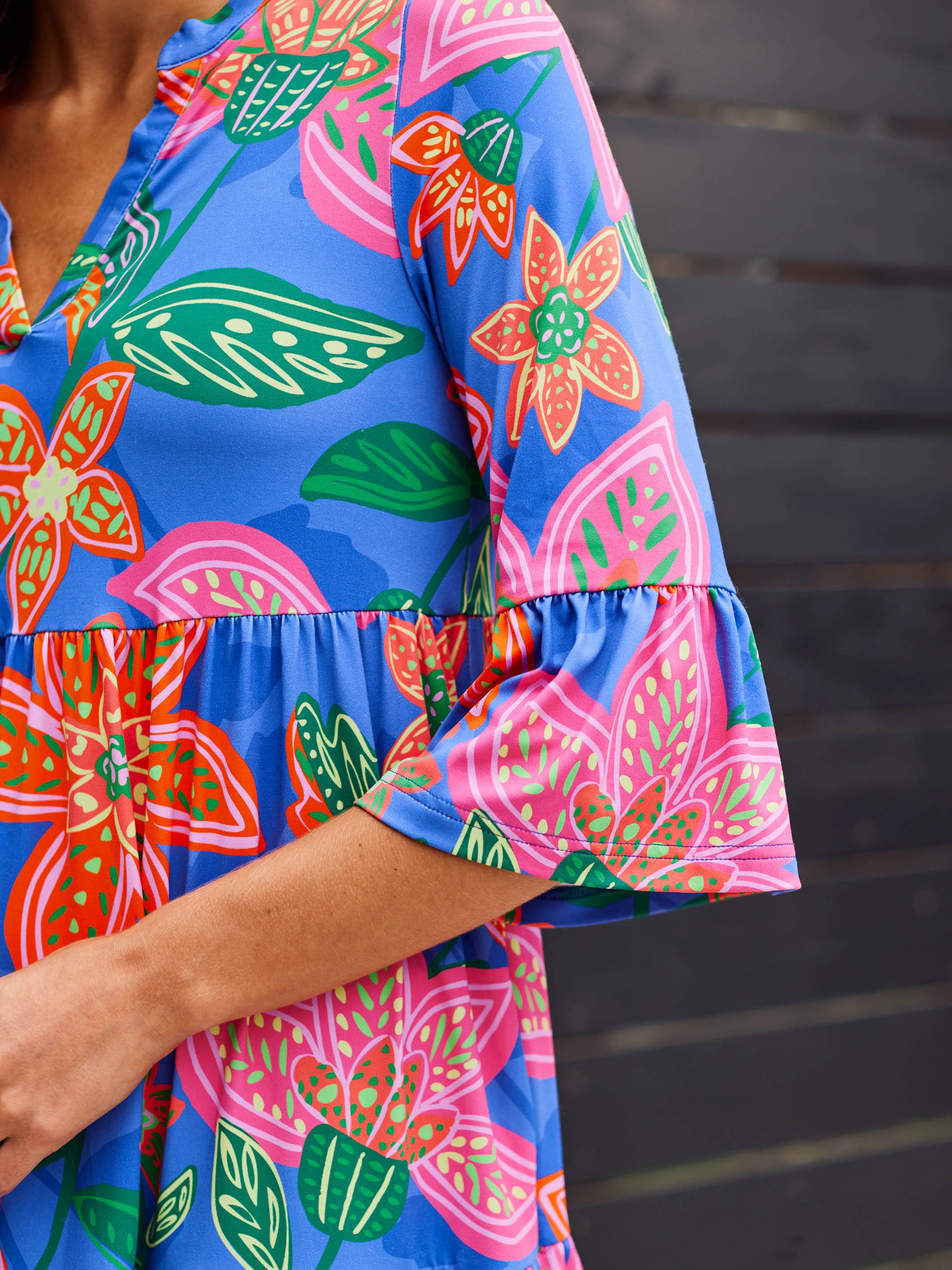 Clean Structure Bishop-Sleeve FINAL SALE - Laguna Dress | Island Dreams Blue