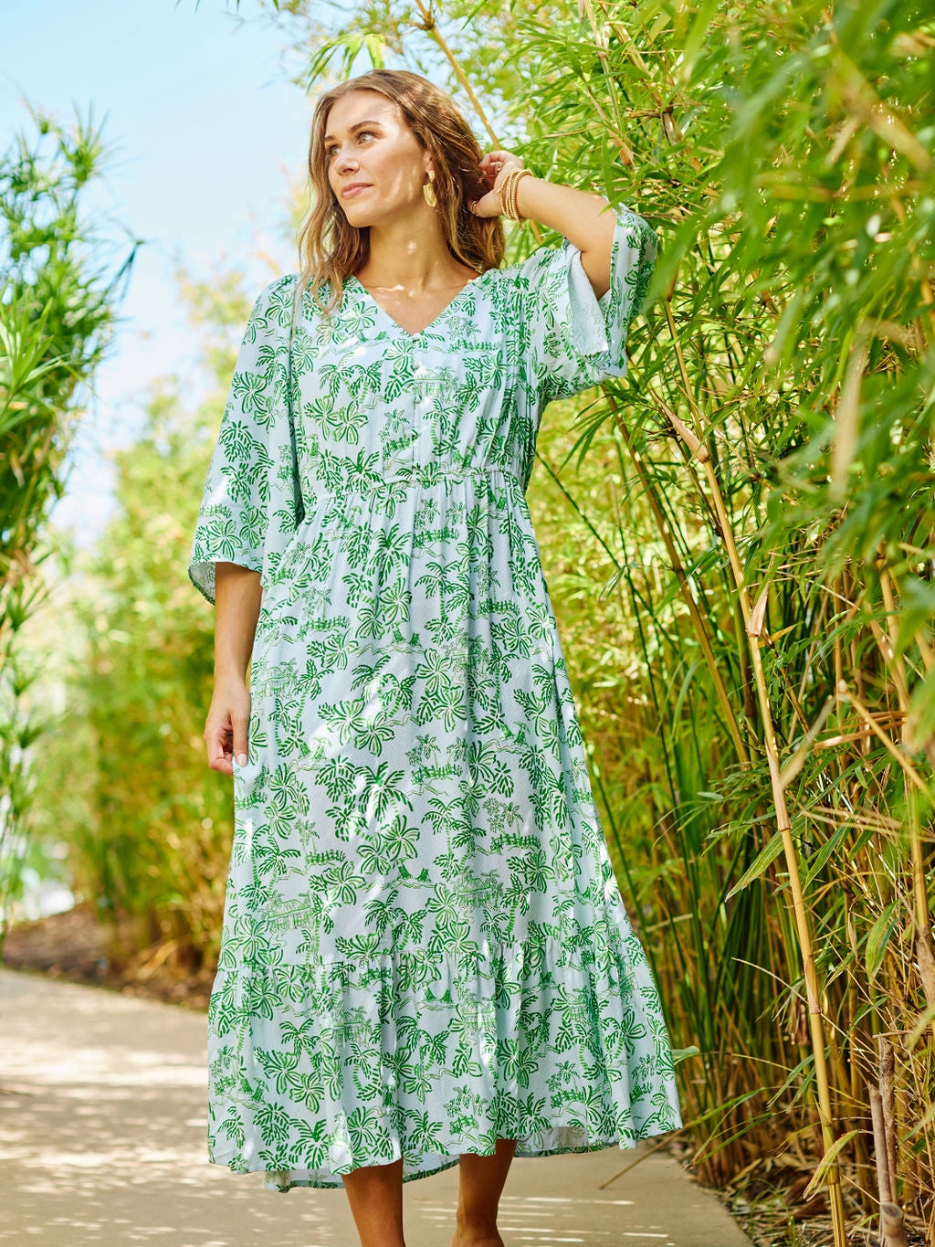 Chic and Flattering Soft Layering FINAL SALE - Melissa Dress | Island Oasis Green
