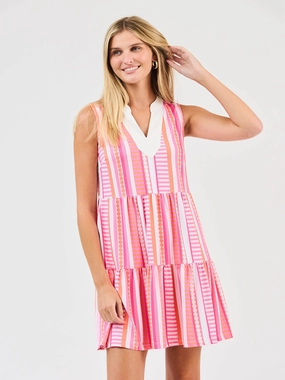 Polished Style Lightweight Fabric FINAL SALE - Newport Dress | Simply Striped Pink