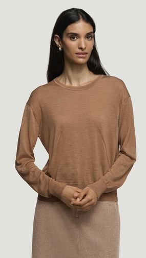 Fine Crewneck in Merino Silk | Camel Cozy Basics Urban Look