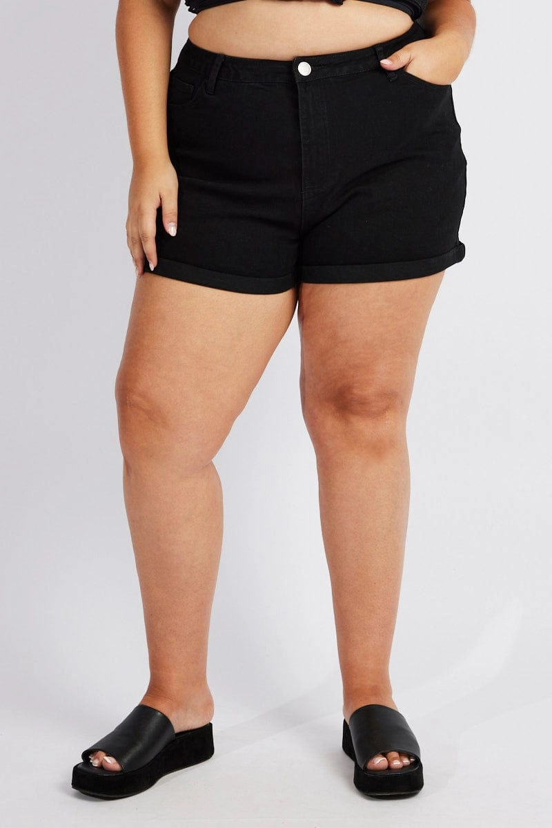 Black Mom Shorts High Rise Stretch Easy Movement All Day Comfort Fit