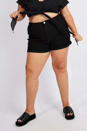 Black Mom Shorts High Rise Stretch Mood Wear