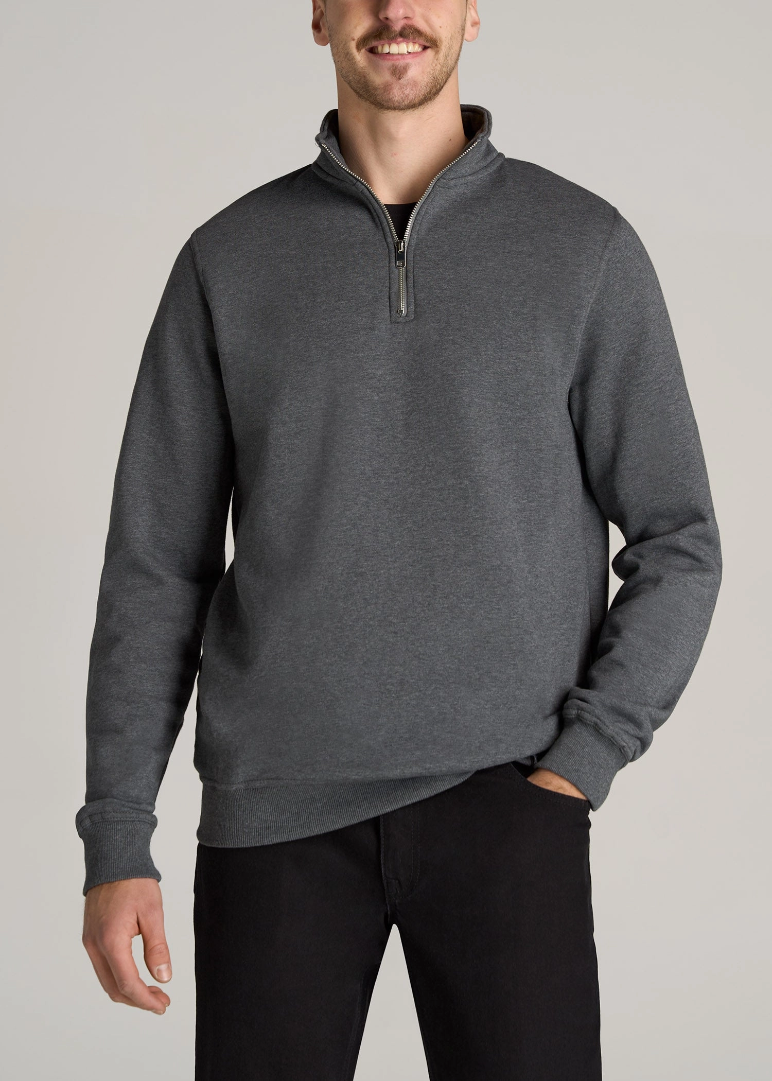 eyewear accents Wearever Fleece Quarter-Zip Tall Men's Sweatshirt in Charcoal Mix