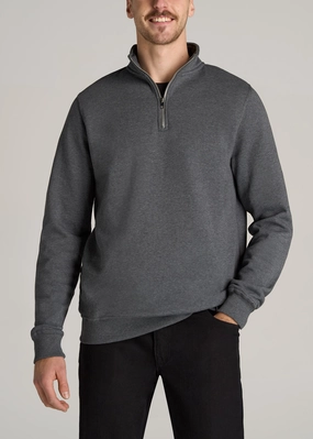 Wearever Fleece Quarter-Zip Tall Men's Sweatshirt in Charcoal Mix product metallic glamour Outdoor Fashion