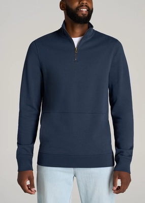 LJ&S Heavyweight Quarter-Zip Men's Tall Pullover in Vintage Midnight Navy product running suitable speed Beach Wear