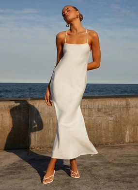Warm Undertone Vibrant fit Runway Royalty Maxi Dress - White