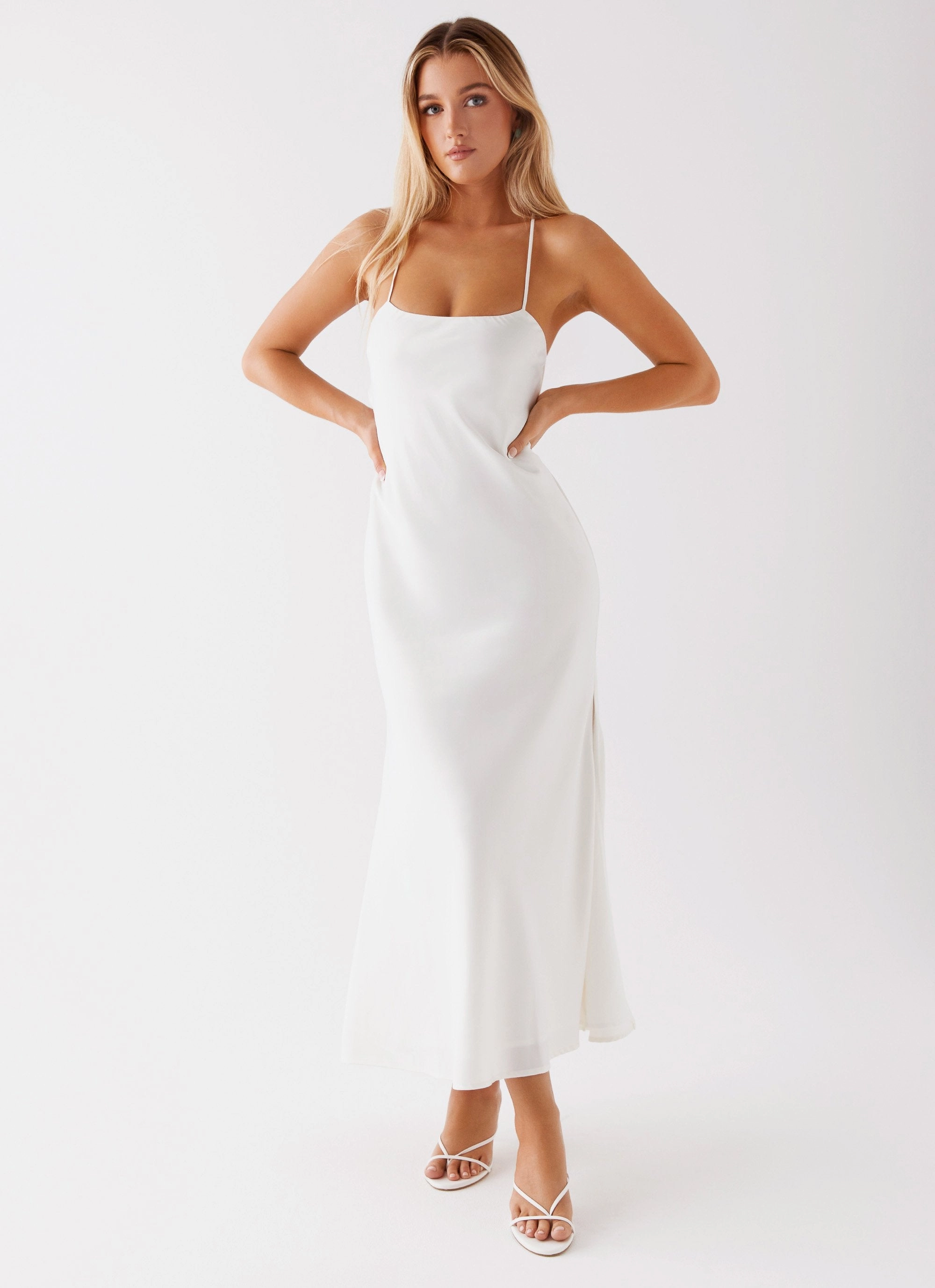 Runway Royalty Maxi Dress - White Chilly Weather Layer