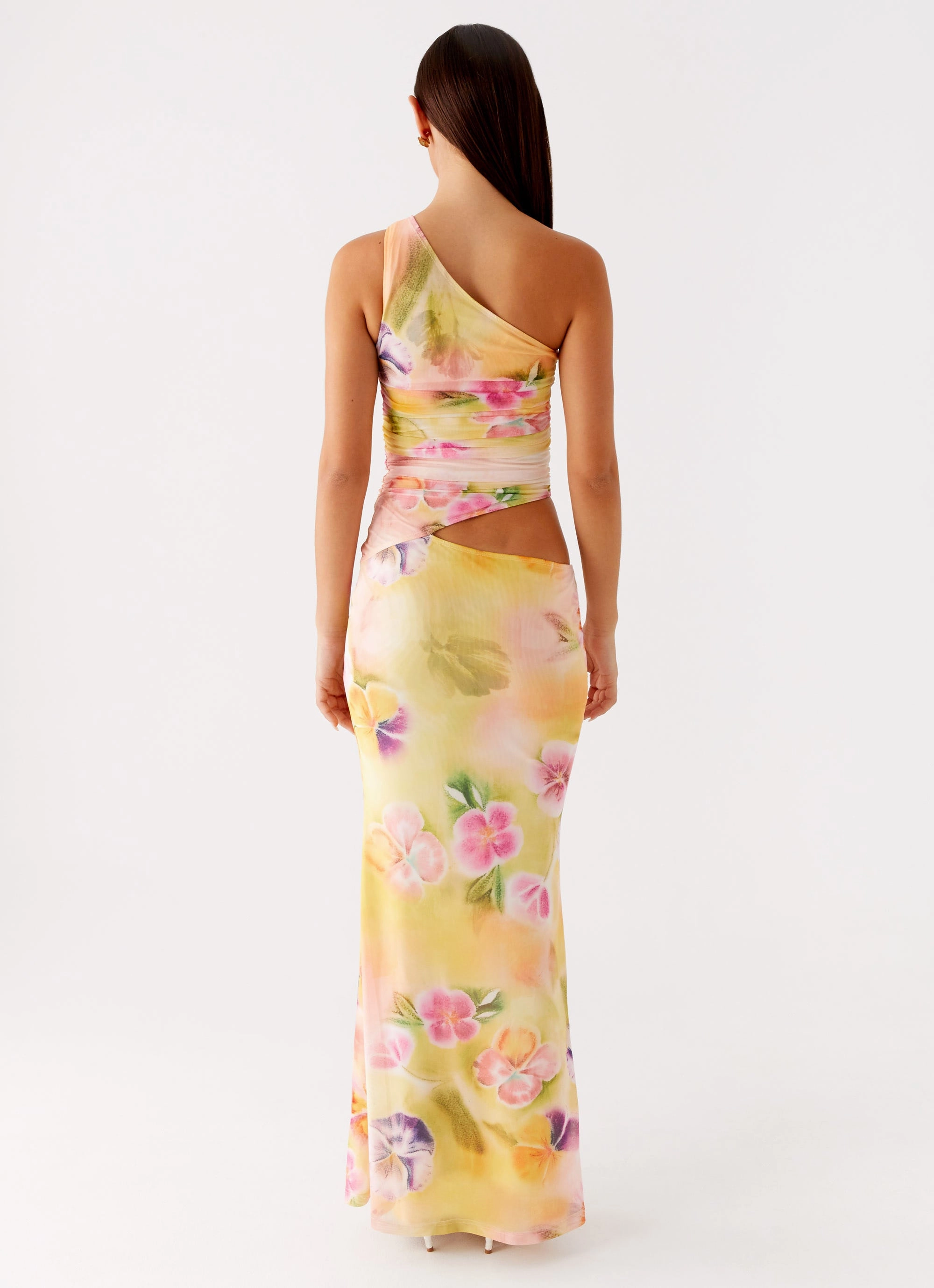 Cozy Comfort Seranella One Shoulder Maxi Dress - Sunburst Floral