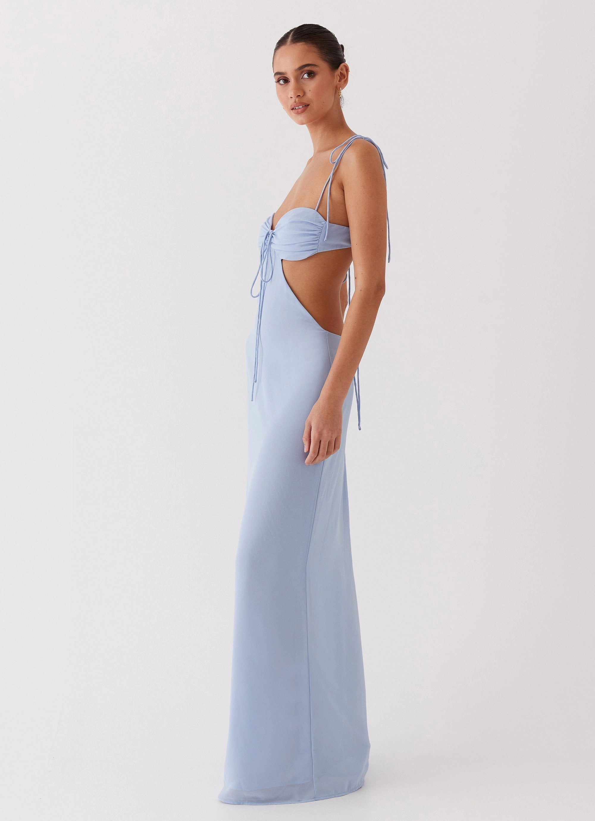 Comfy Look Tyra Ruched Maxi Dress - Blue