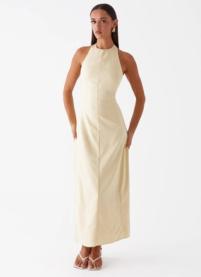 Anita Maxi Dress - Yellow Cool Texture Stud-Detail