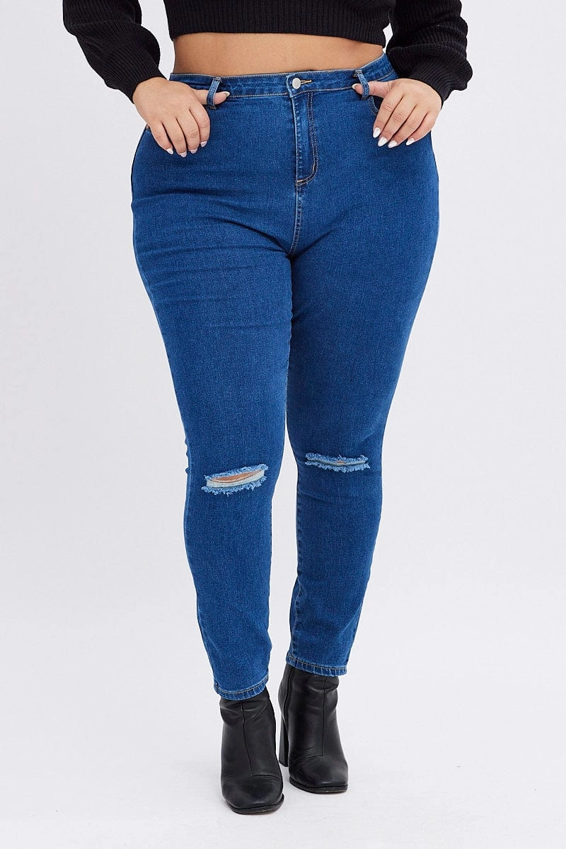 Urban Explorer Picnic Style Denim Skinny Denim Jeans High Rise