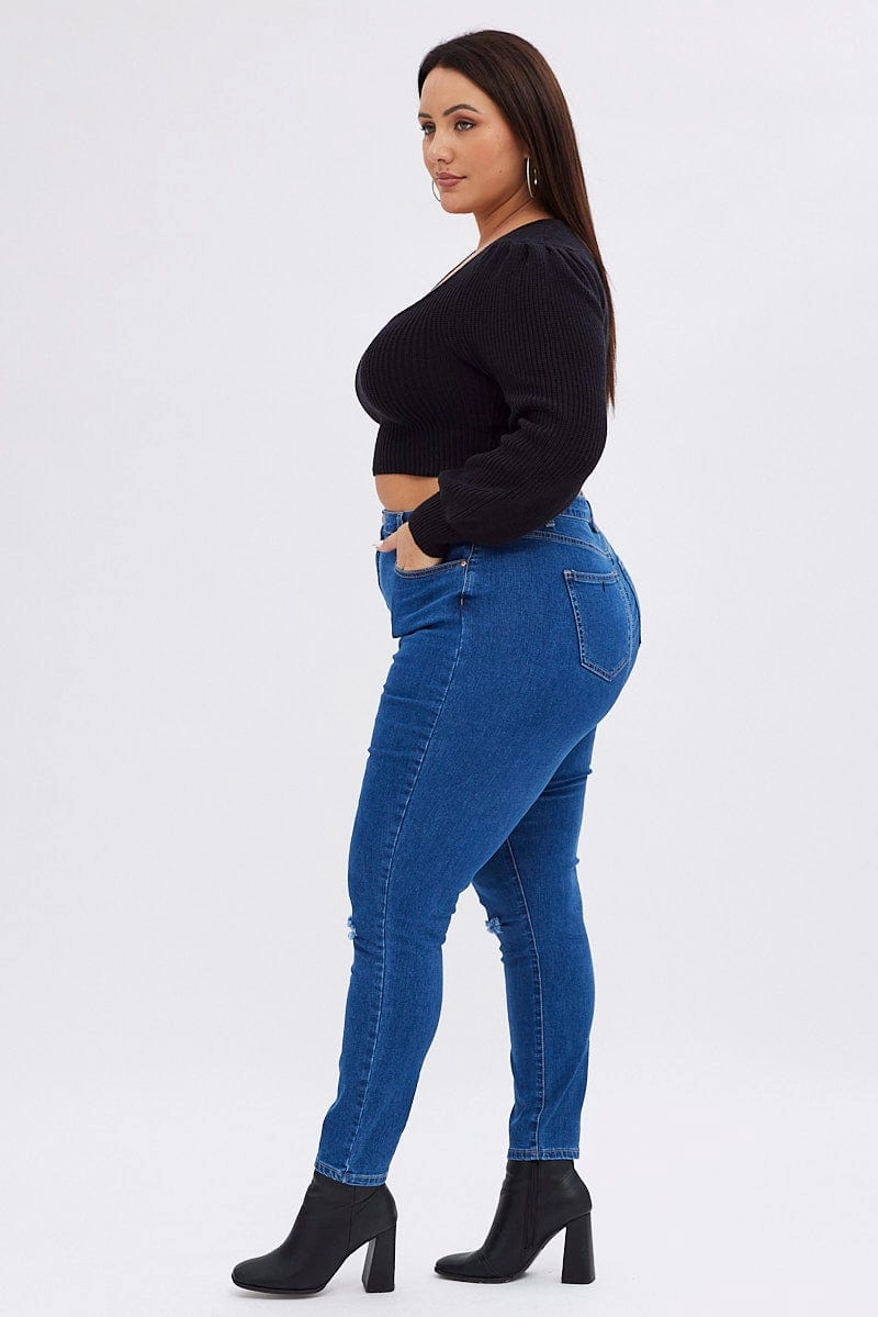 Denim Skinny Denim Jeans High Rise Popular Option