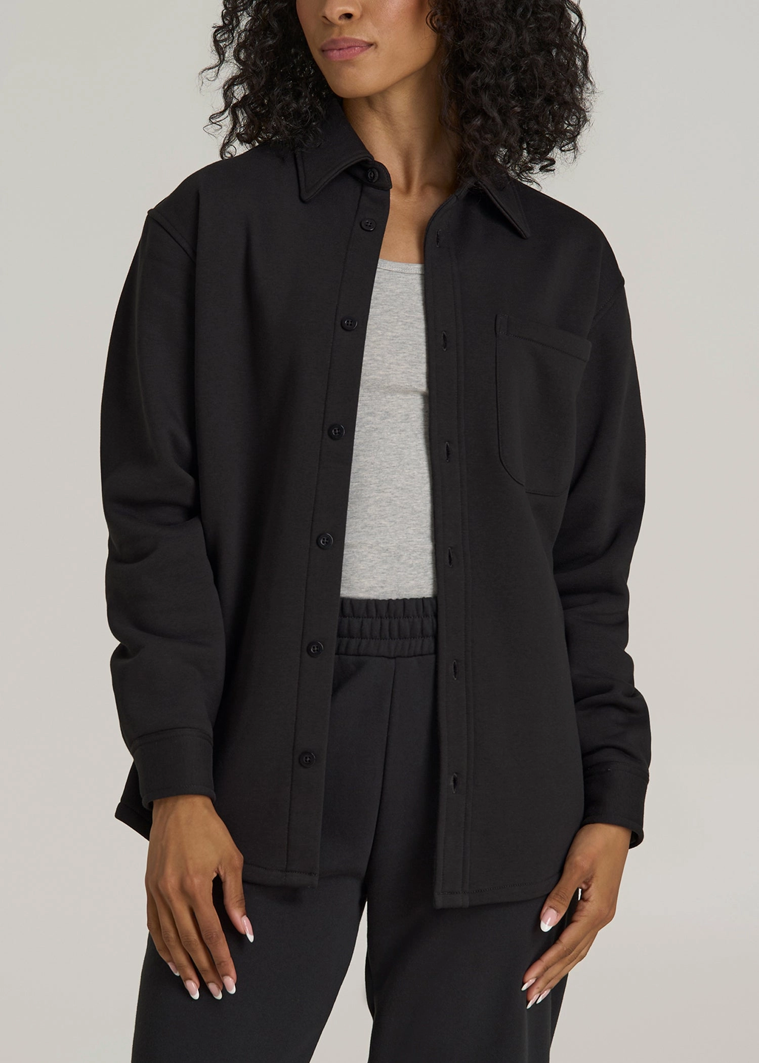 Quick Release Fasteners Weatherproof Technology Wearever 2.0 Fleece Women's Tall Shacket in Graphite Black