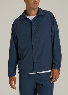 Flex Nylon Coach's Jacket for Tall Men in Navy Blue ContouredShoulderFit