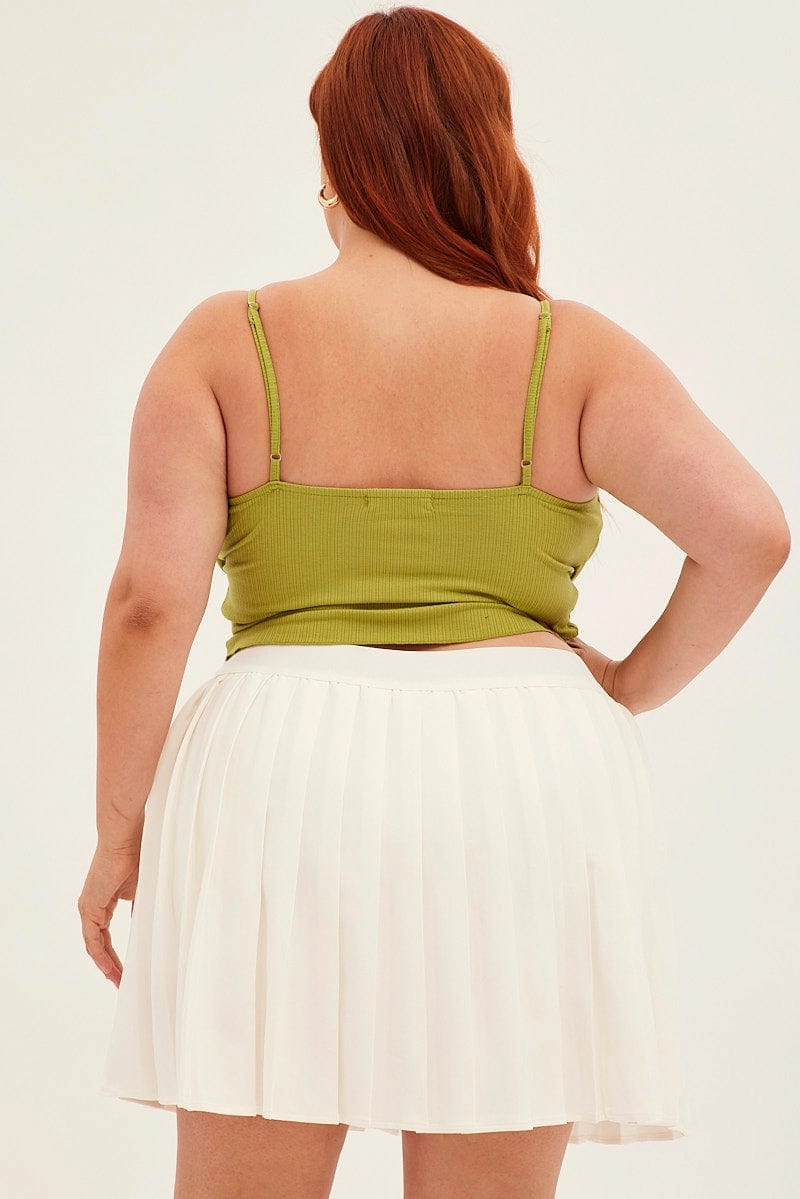 White Tennis Skirt Pleated Elastic Waist Street Ready Exclusive Drop