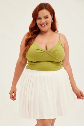 Comfy Wear Personality Style White Tennis Skirt Pleated Elastic Waist