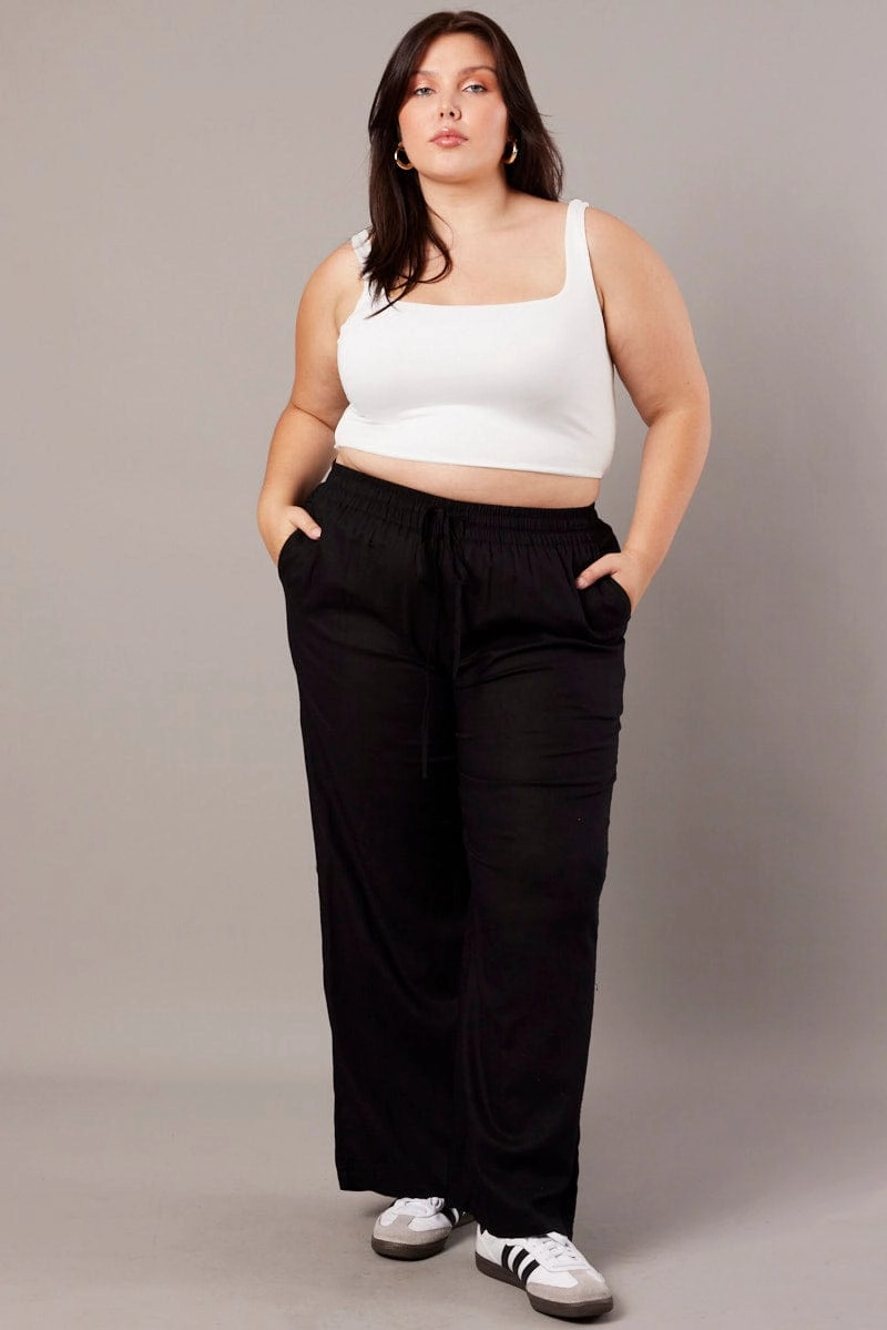 Simple Comfort Black Wide Leg Pants High Rise