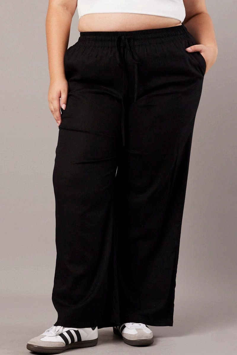 Freedom Move clean look Black Wide Leg Pants High Rise
