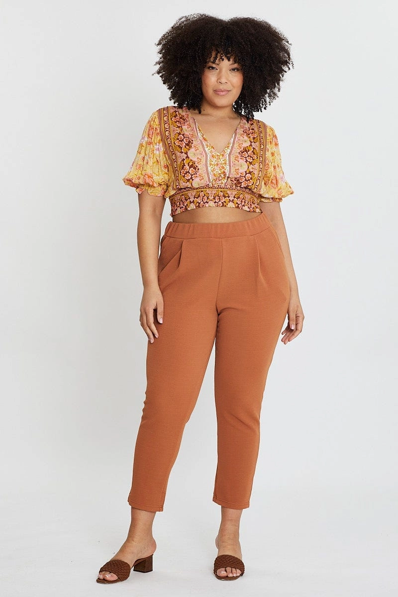 Beige Mid Rise Black Slim Pants Chic Design