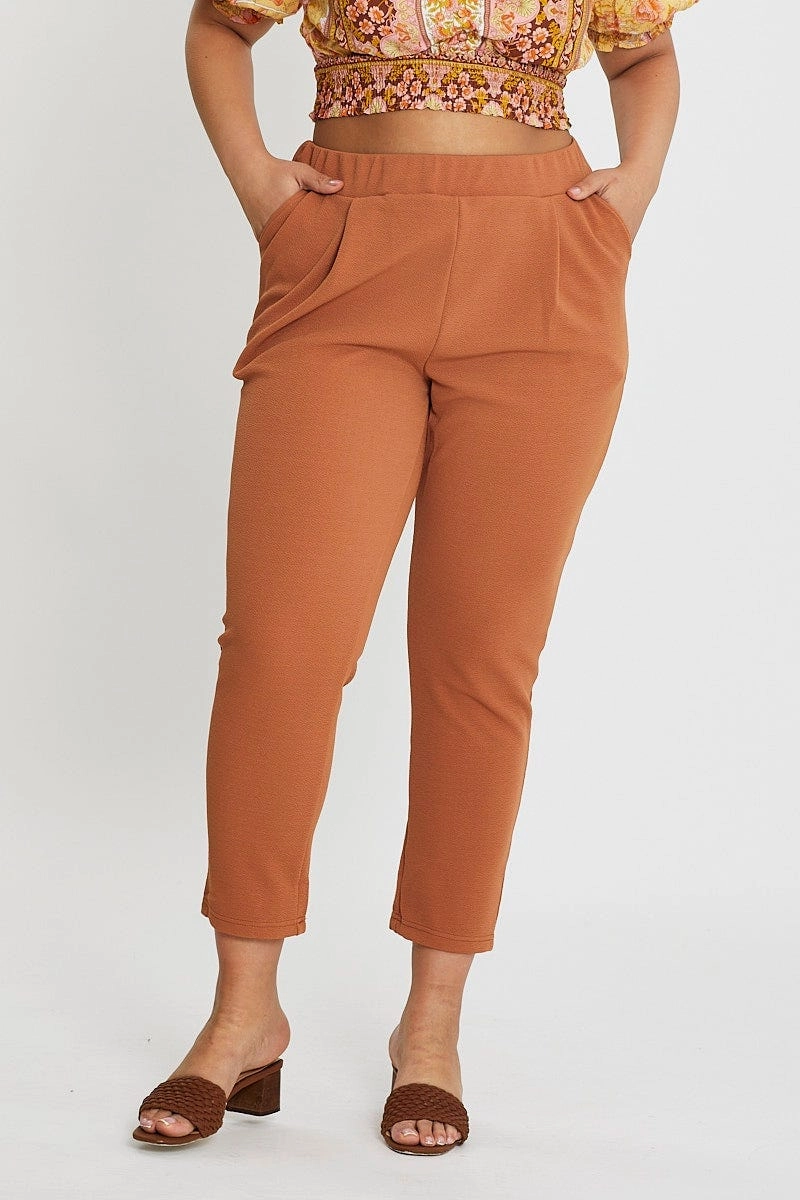 Beige Mid Rise Black Slim Pants Trendy Layering Simple Comfort