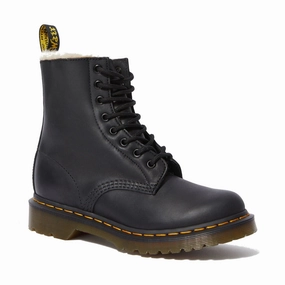 Dr. Martens Women's 1460 8-Eye Fur Boot - Black Rugged Design