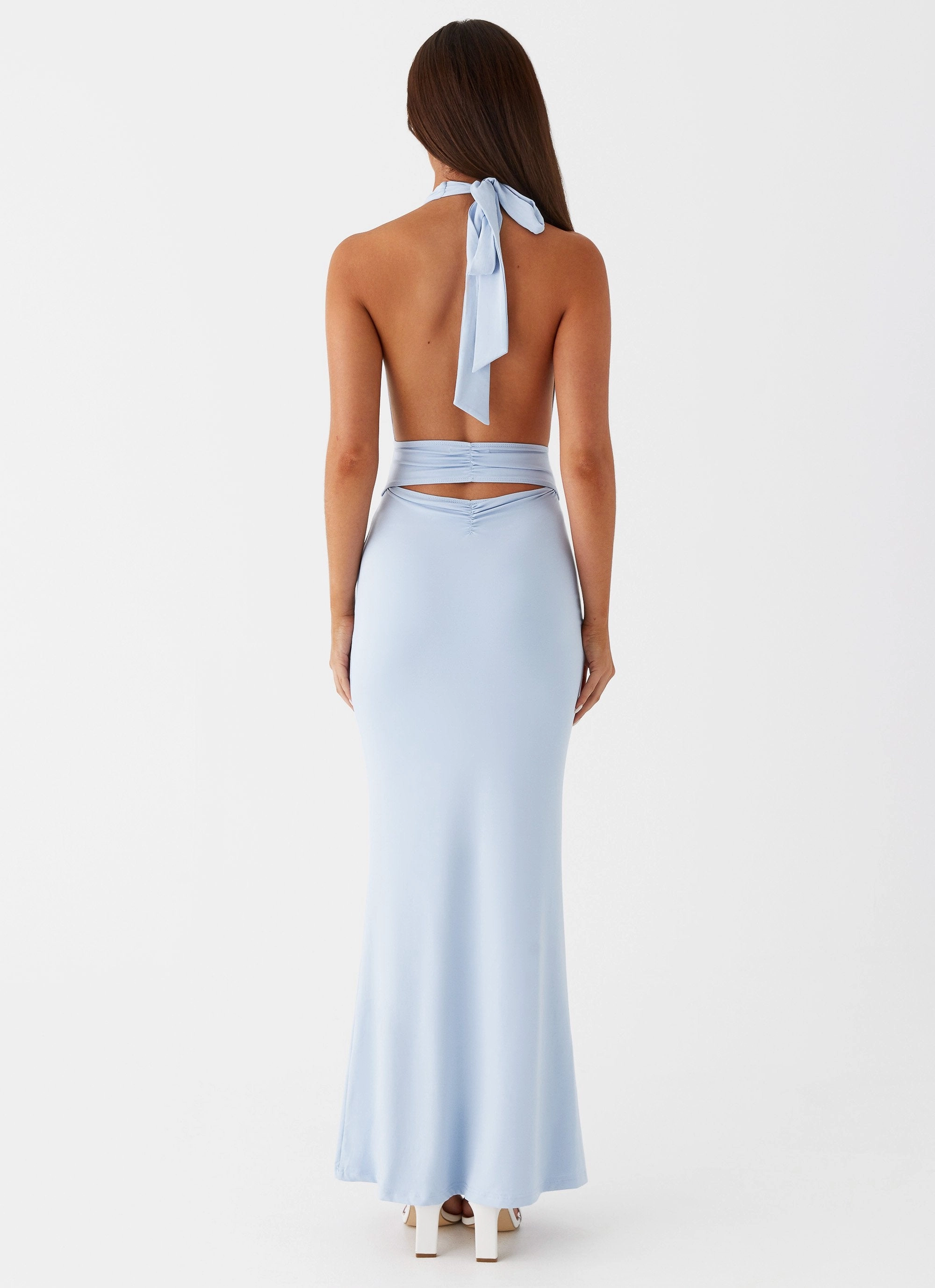 Olive Tone Comfortable and Soft Carolina Twist Maxi Dress - Blue